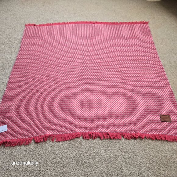 NWT Coach Wool Pink Tweed Woven Square Scarf - Picture 8 of 14